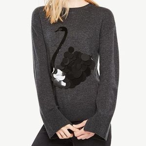 Ann Taylor Gray Wool Swan Sequin Sweater Small